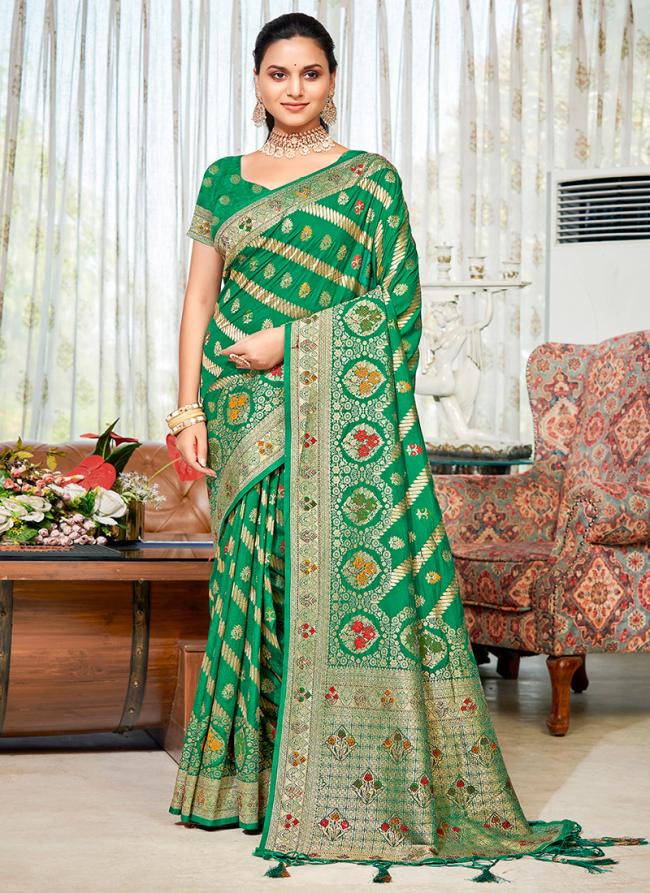 Silk Sea Green Festival Wear Weaving Saree